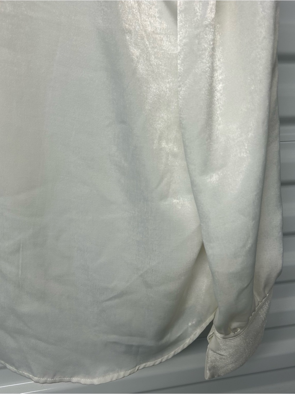 Worthington Cream Satin Tie-Neck Blouse with Shoulder Buttons - Picture 11 of 14